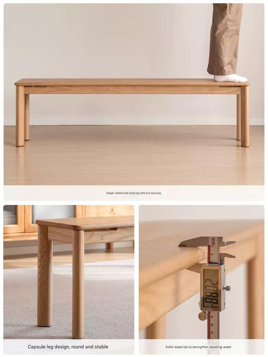 Modern Oak Solid Wood Long Bench - Durable & Stylish Entryway, Dining, or Living Room Seating Furniture for Home Decor