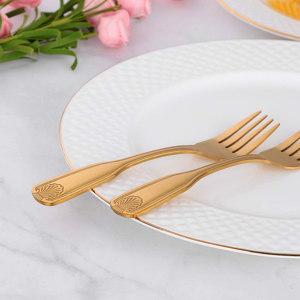 Meisha 7.8-Inch Stainless Steel Dinner Forks Set of 12 - Heavy Duty Mirror Finish Flatware for Kitchen & Restaurant - Gold Cutlery for Fine Dining, Buffets & Catering Events