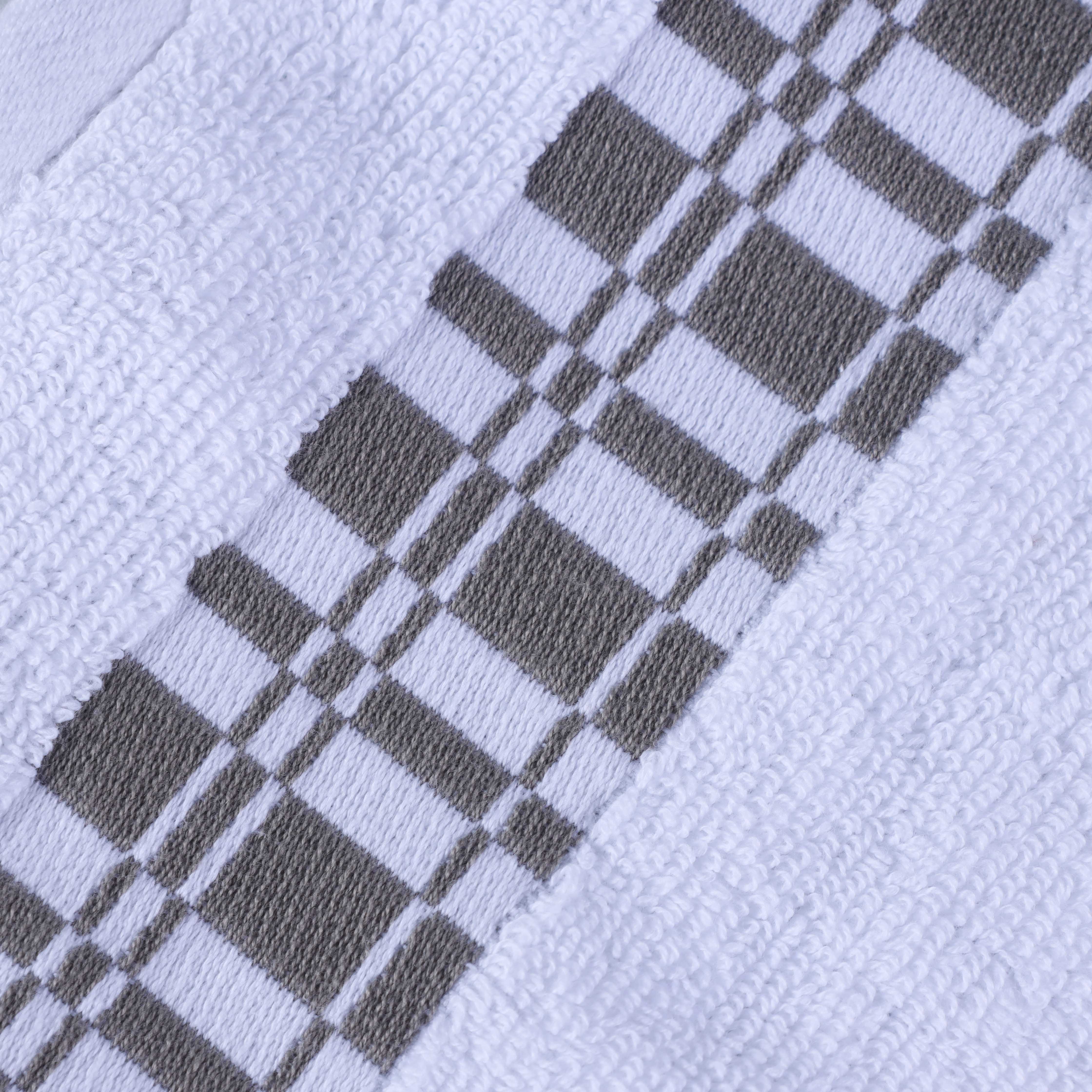 Larissa Cotton Geometric Embroidered Border 8-Piece Towel Set | Soft Bath & Beach Towels for Spa, Pool & Home Decor
