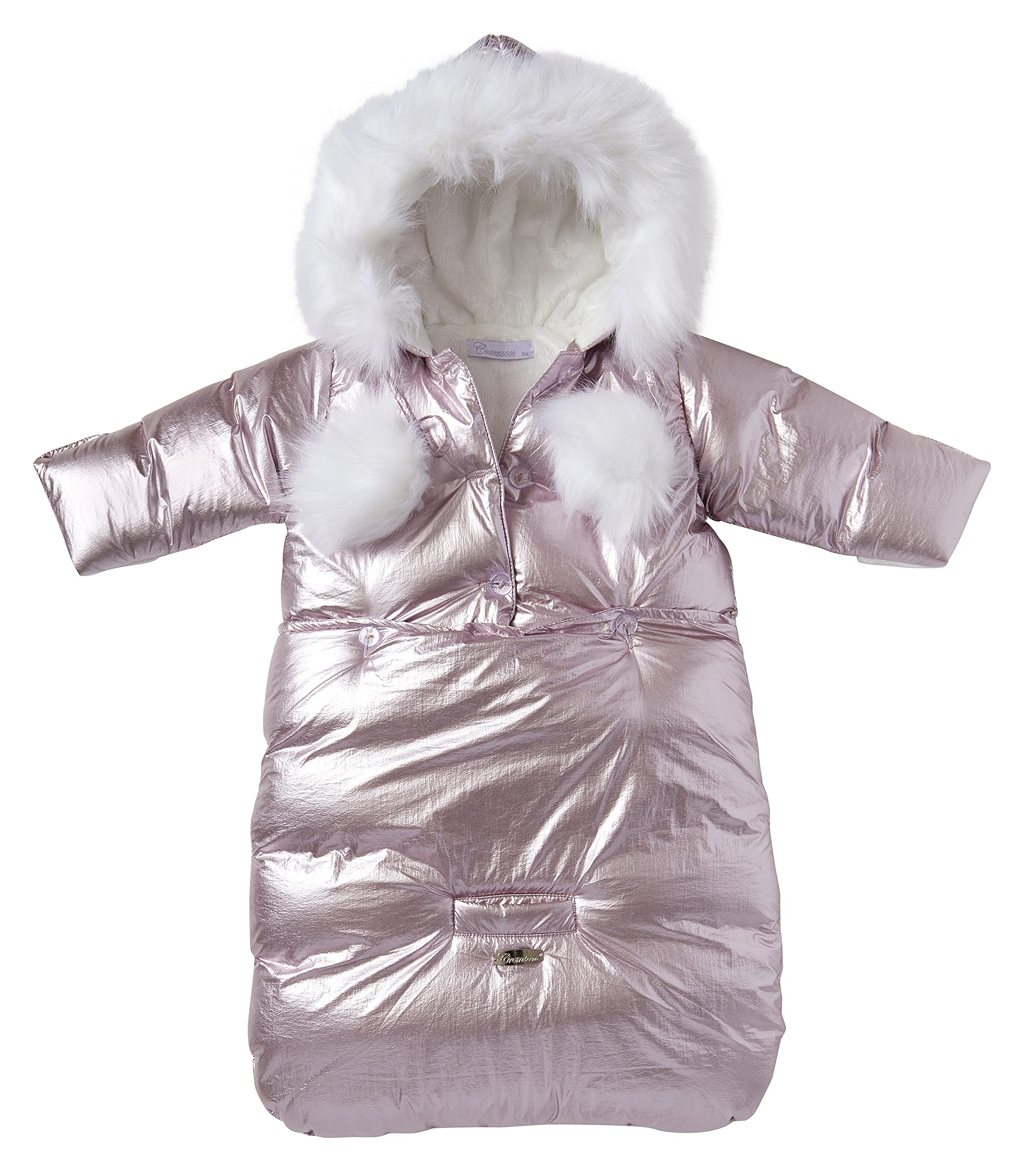 **Cremson Girls & Boys Newborn Baby Puffer Snowsuit Bunting Set - Rose Metallic 2-Piece (0-6 Months) | Warm Winter Outfit for Infants | Perfect for Stroller Walks, Outdoor Play & Cold Weather**