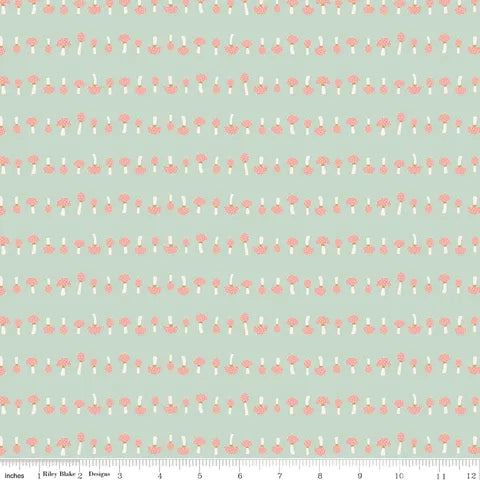 Forest Village Riley Blake C15607 Sage Mushrooms Fabric - Soft Cotton Quilting Material for DIY Crafts, Home Decor & Sewing Projects - Perfect for Quilts, Pillows & Apparel