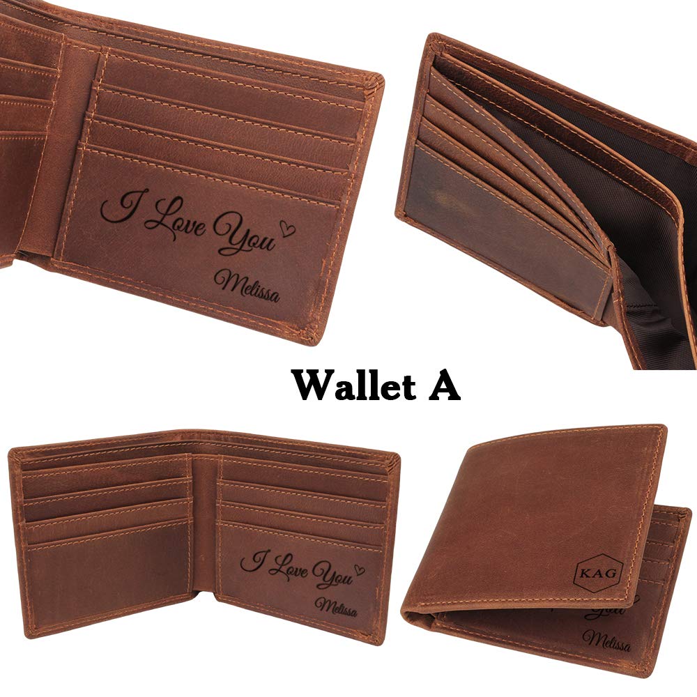 Premium Custom Engraved Men's Leather Wallet - Personalized Gift for Husband, Boyfriend & Anniversary | RFID Blocking, Multiple Card Slots | Ideal for Travel, Business & Everyday Use