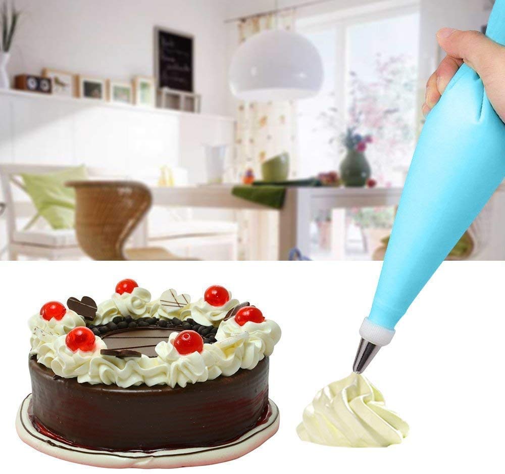 12-Piece Cake Decorating Set with Stainless Steel Nozzles - Reusable Icing Piping Bags & Frosting Tips for Baking, Cupcake Decorating, Wedding Cakes & Birthday Party Desserts