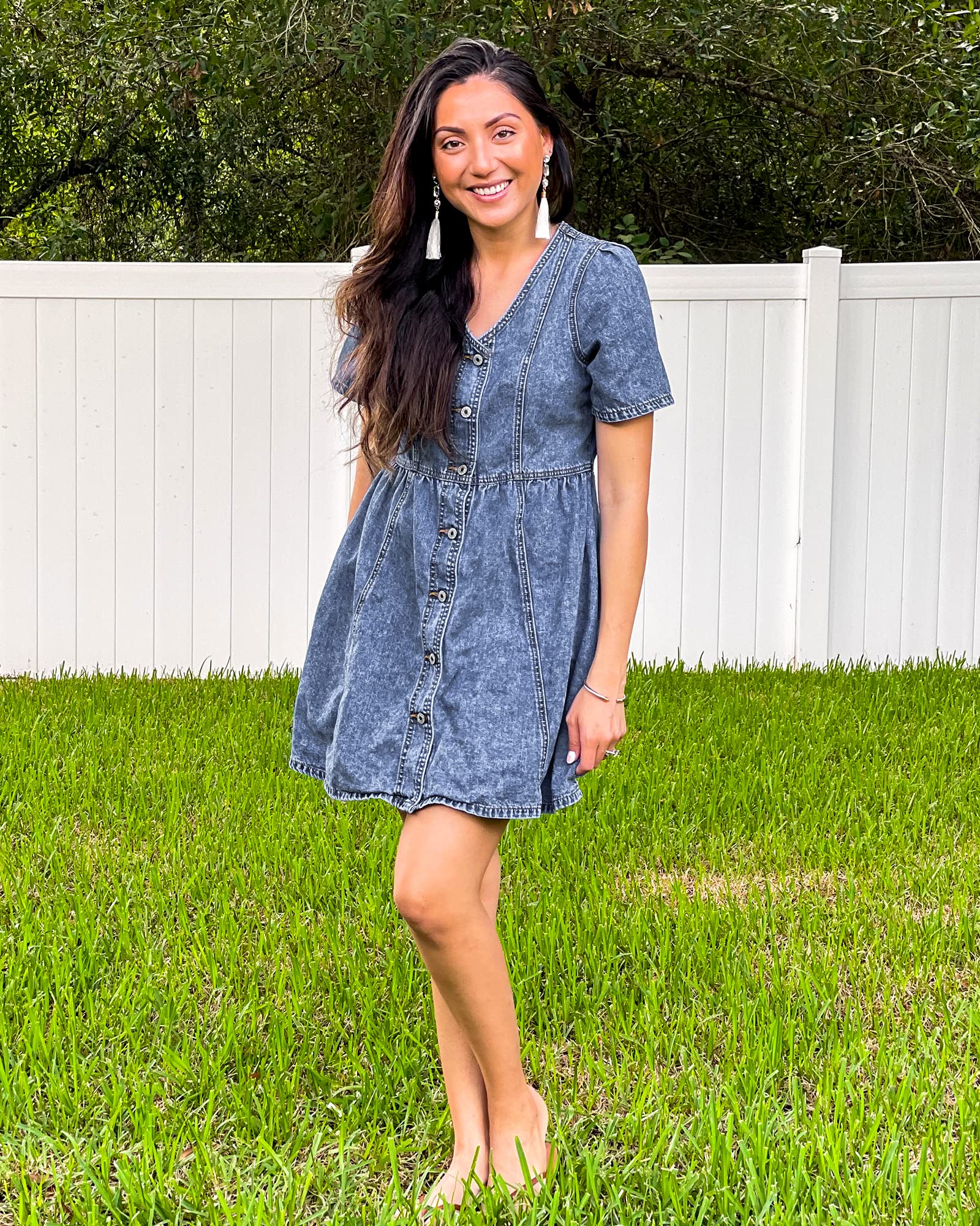 Luvamia Women's Denim Dress - Button Down Western Short Jean Dress for Summer | Casual Outfit, Beach Wear & Boho Style Fashion