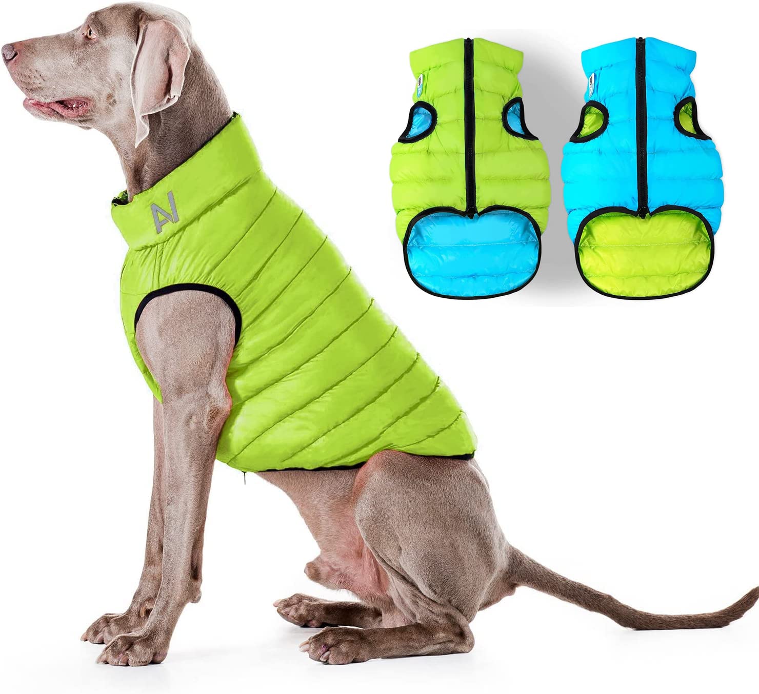 AiryVest Lightweight Reversible Winter Dog Coat - Warm Waterproof Windproof Insulated Puffer Vest for Small Medium Large Dogs - Cozy Outdoor Dog Jacket for Cold Weather Walks & Winter Adventures