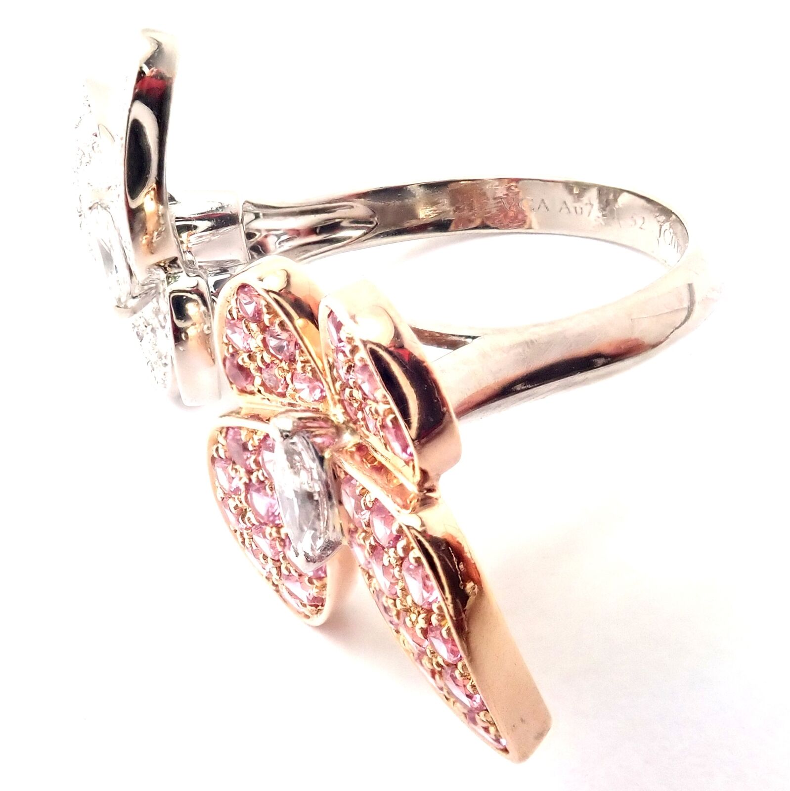 Van Cleef & Arpels 18k Gold Diamond Sapphire Two Butterfly Ring - Elegant Stackable Between Finger Ring for Women, Perfect for Weddings, Anniversaries & Special Occasions