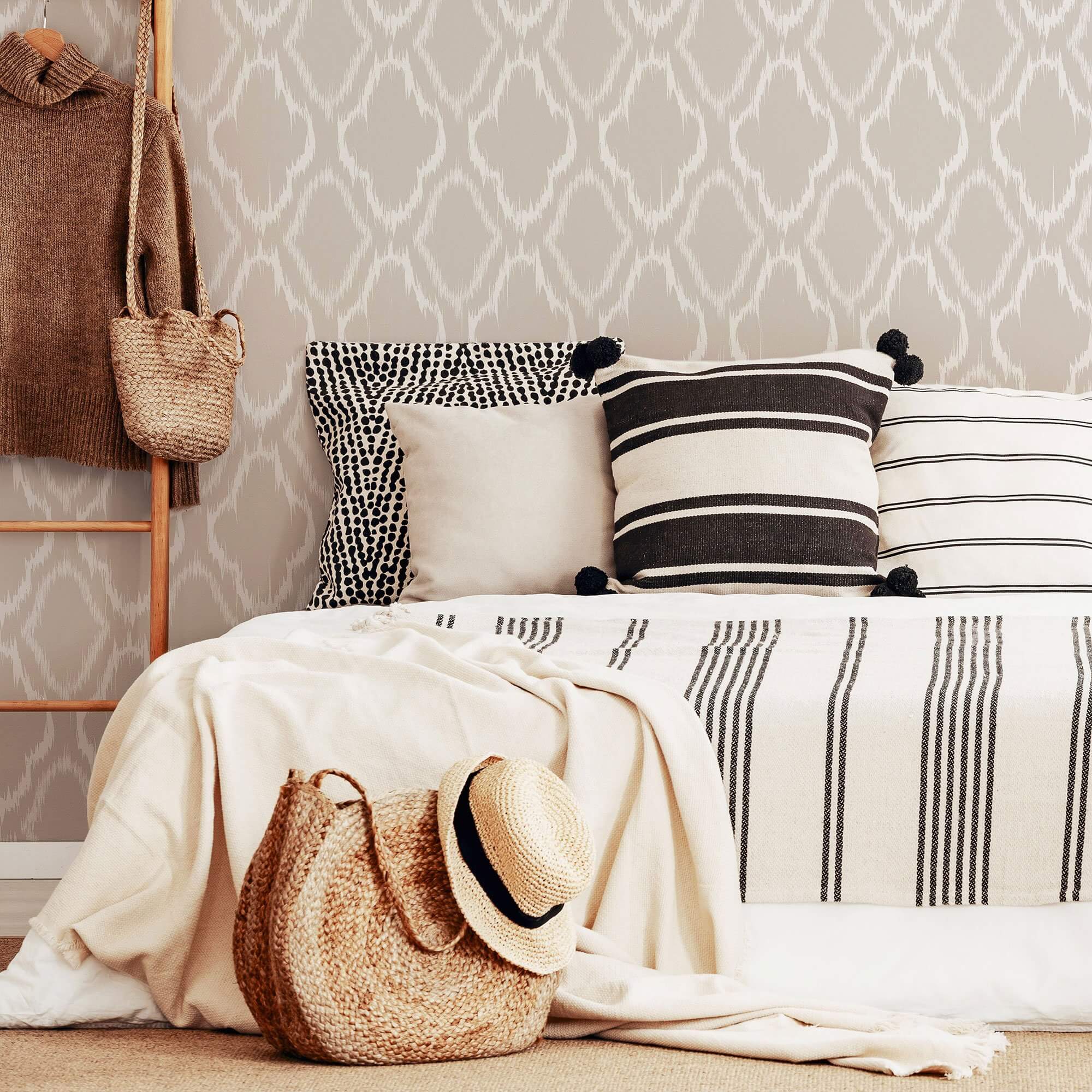 Ikat Plaid Peel and Stick Removable Wallpaper - Self-Adhesive Decorative Wall Covering for Bedroom, Living Room, Nursery & Home Decor