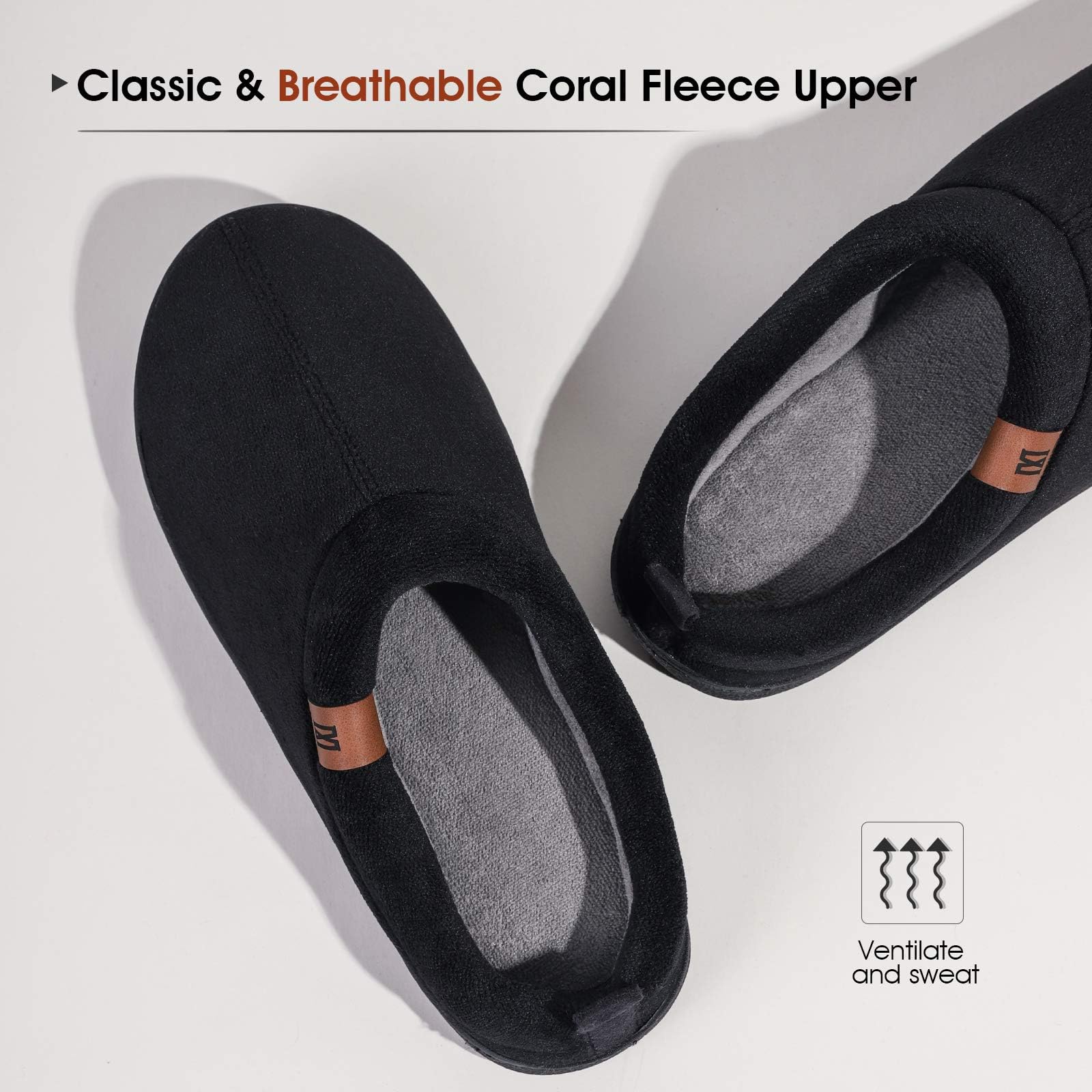 MERRIMAC Men's Slip-On Slippers with Memory Foam - Ultra Comfortable Non-Slip Indoor House Shoes for Relaxing at Home, Lounging & Casual Wear