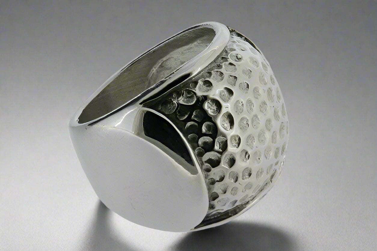Hammered Signet Ring for Men & Women - Sterling Silver 925 - Vintage Style Jewelry for Everyday Wear & Gifting
