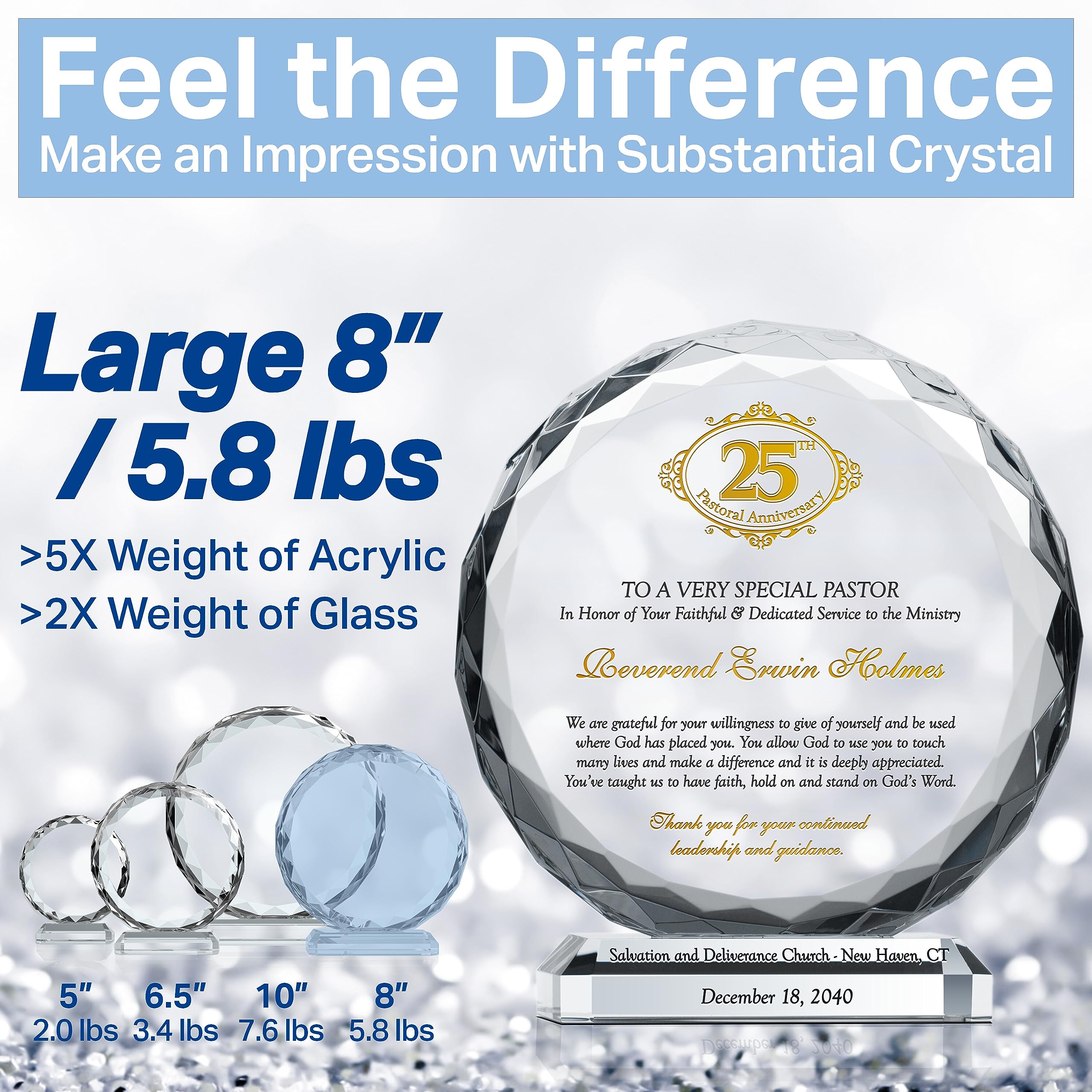 Personalized Crystal Sunflower Plaque for Pastors - 10