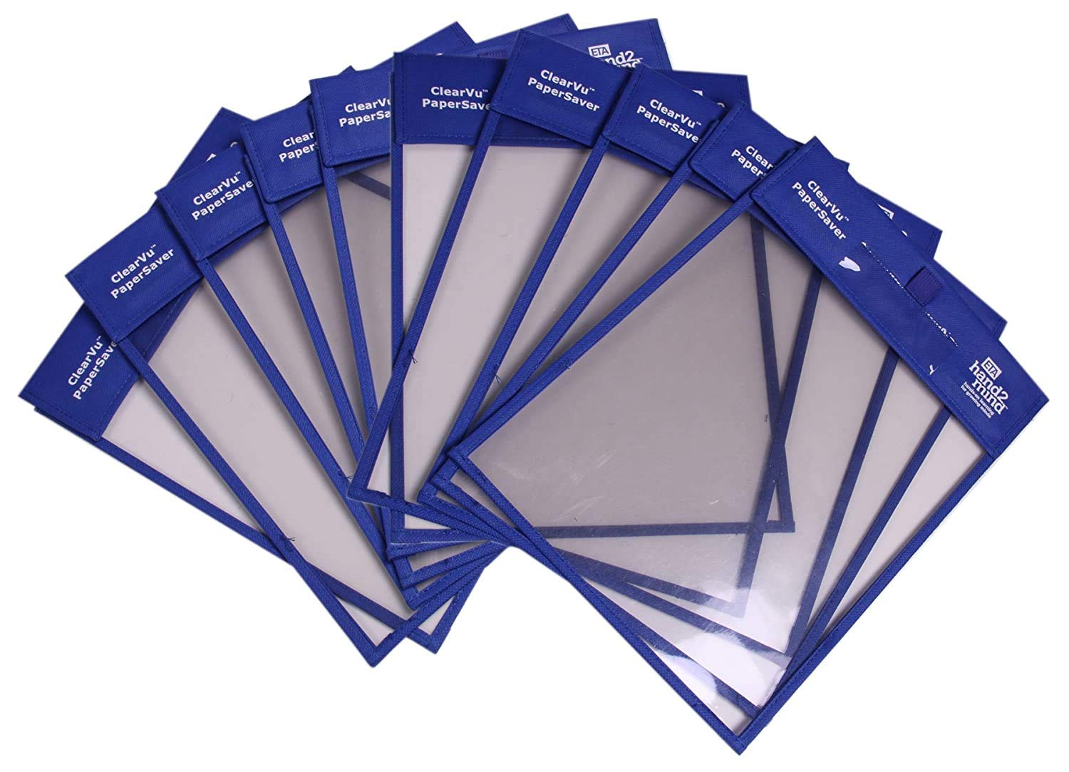 hand2mind Reusable Heavy Duty Clear-Vu Dry Erase Pockets - 10 Pack for Classroom, Office & Home | Teacher & Student Supplies for Whiteboard Practice, Homework, Presentations & Organization