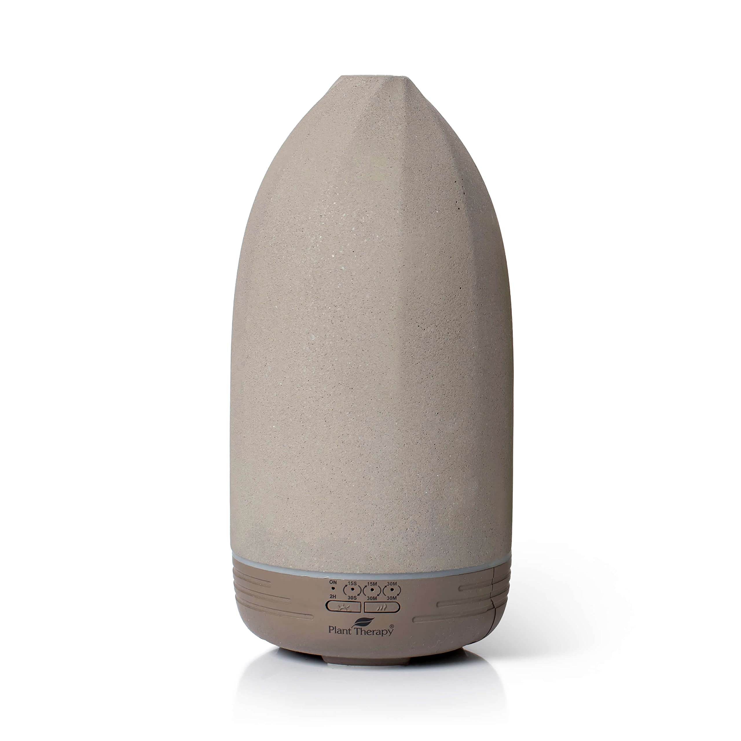 Plant Therapy Metro Stone Diffuser Gray - Ultrasonic Essential Oil Diffuser for Aromatherapy, 8-Hour Runtime with Auto Shut-Off, 4 Timer Settings & Soothing LED Lights - Perfect for Home, Office, Yoga Studio or Spa Relaxation