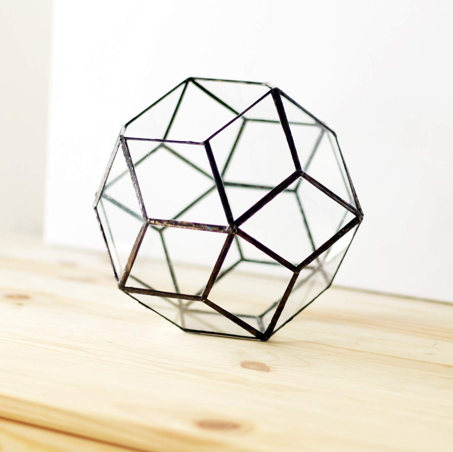 Geometric Glass Terrarium Container - Medium Size for Succulents & Air Plants (Copper, Silver, Black) | Home Decor, Office Desk Display, Wedding Centerpiece