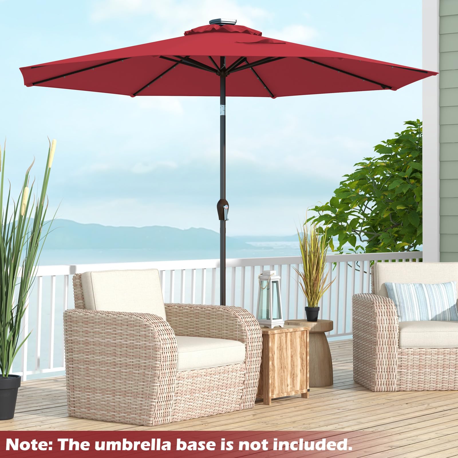 Giantex 9ft/10ft Solar LED Patio Umbrella with Crank & Tilt System - Outdoor Market Umbrella for Backyard, Deck, Pool & Beach - Perfect for Dining, Lounging & Outdoor Entertaining