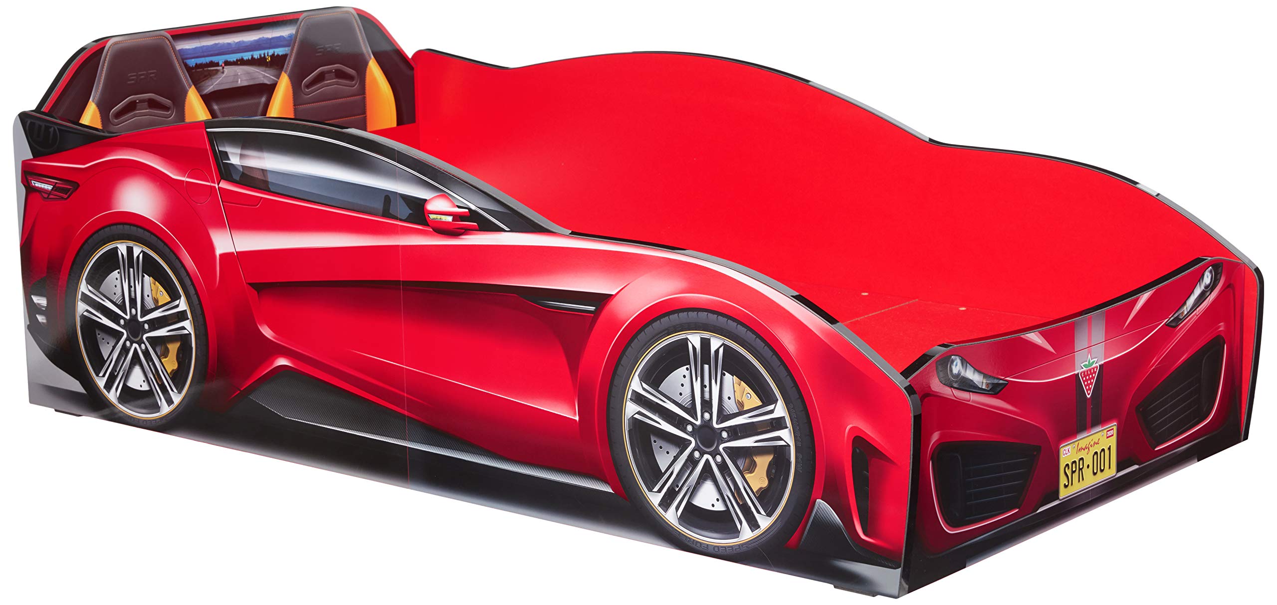 Spyder Race Car Toddler Bed Frame - Red Sports Car Design Kids Bed for Boys & Girls | Perfect for Themed Bedrooms & Playrooms