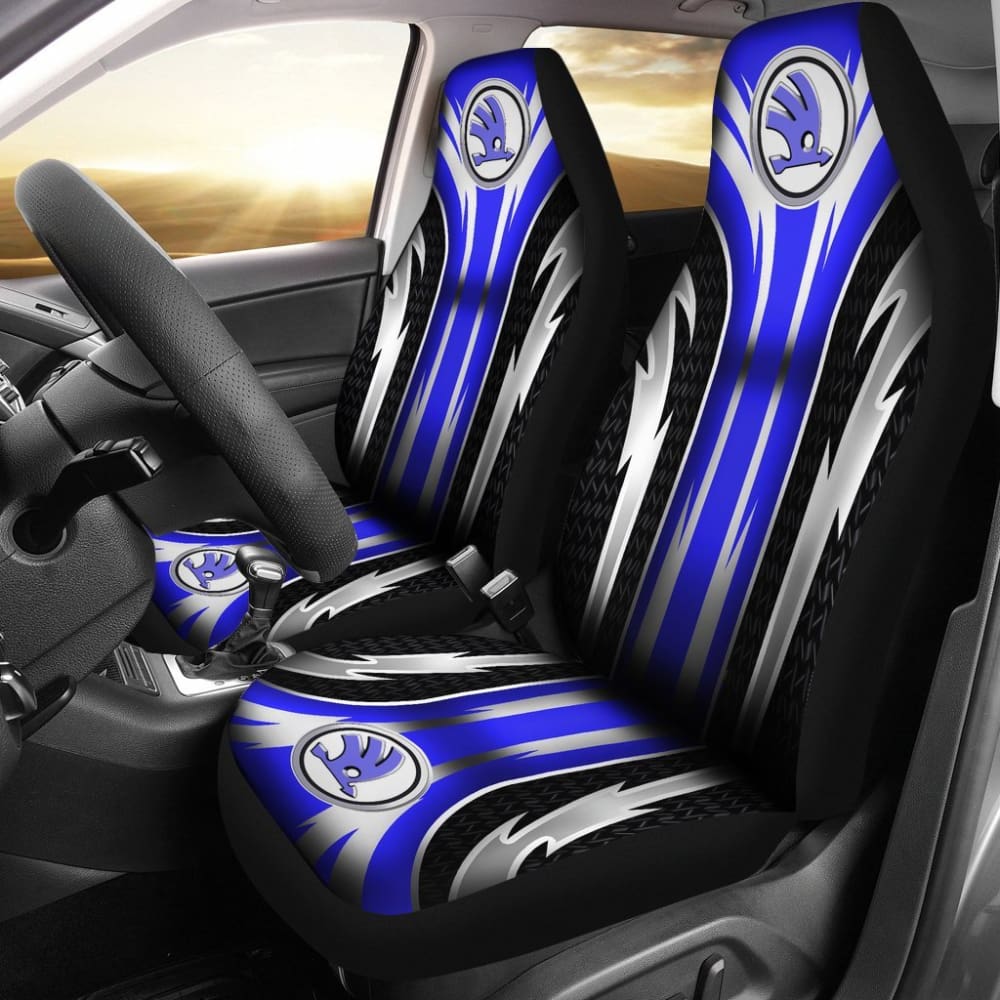 Premium 2-Piece Front Skoda Seat Covers - Blue (Model 144627) | Universal Fit for Skoda Vehicles | Waterproof & Durable Car Seat Protectors for Daily Commute, Road Trips & Family Travel