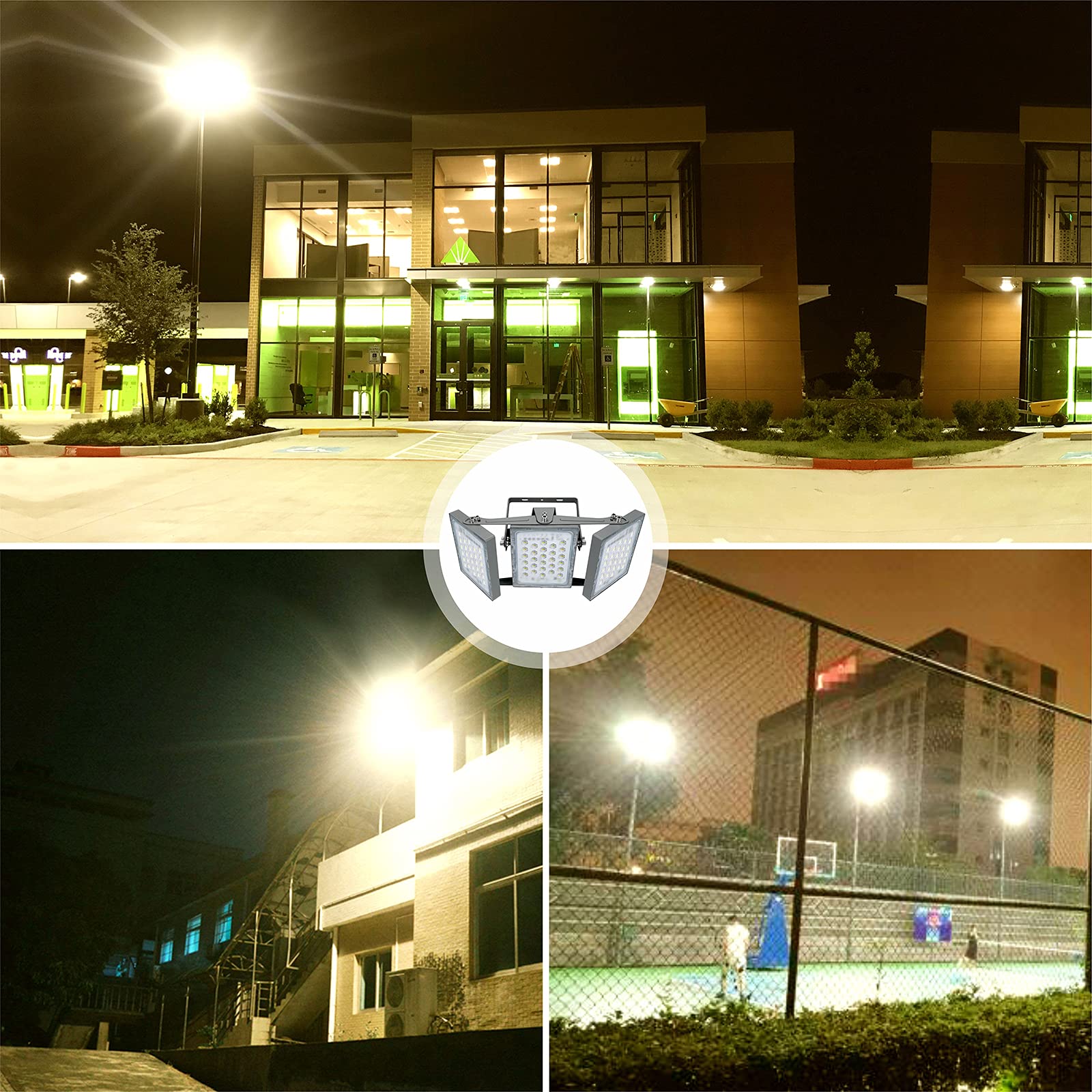 STASUN 150W LED Flood Light Outdoor, 13500 Lumens Waterproof Security Light with 330° Adjustable Angle, 3000K Warm White, 3 Adjustable Heads, IP66 Rated for Yard, Parking Lot, Warehouse & Backyard Lighting
