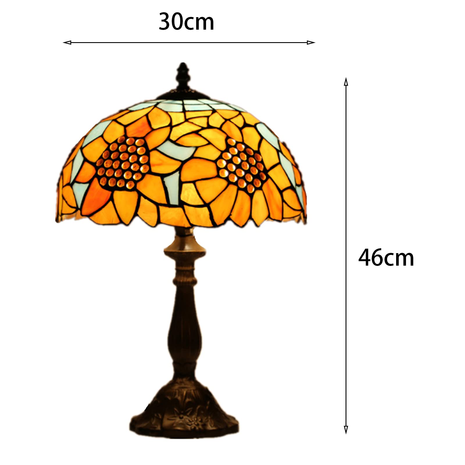 Tiffany Style Sunflower Stained Glass Table Lamp - Handmade Country Decor Desk Lamp for Bedroom, Kids Room & Nursery | Perfect Bedside Night Light & Reading Lamp