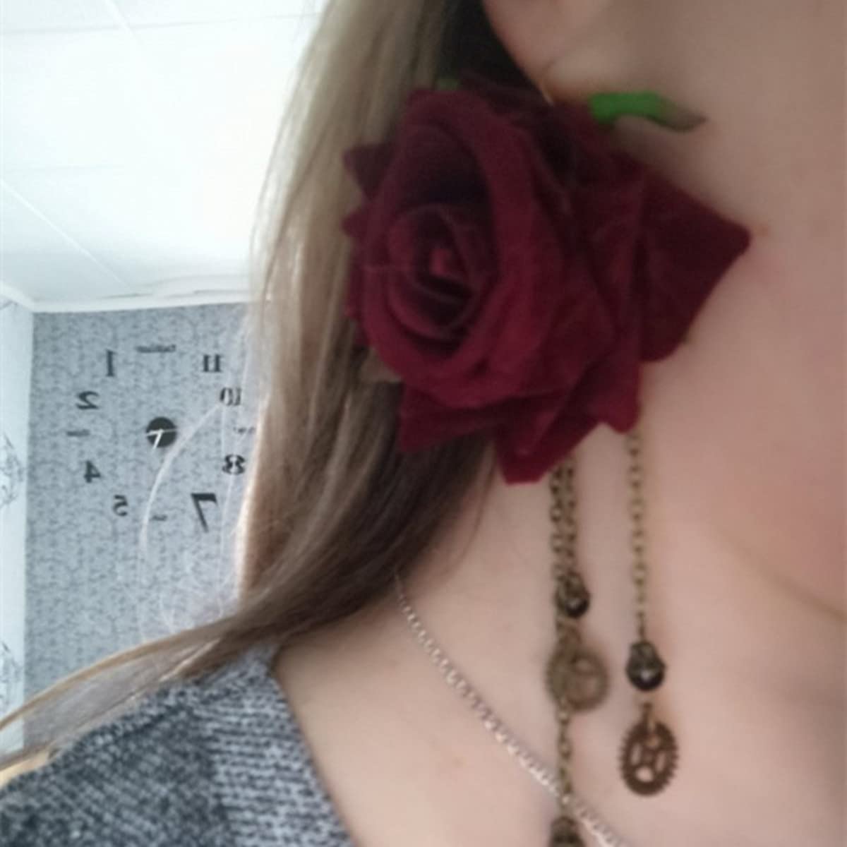 Gothic Punk Dangle Earrings for Women - Rose Flower Hook Earrings | Perfect for Halloween, Cosplay, and Alternative Fashion Outfits
