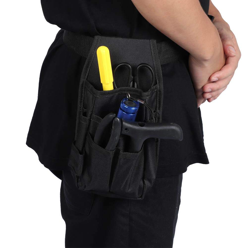 Delaman Black 6-Pocket Tool Belt Pouch - Heavy Duty Work Apron with Waist Pocket for Tool Storage & Organization - Perfect for Construction, Carpentry, DIY Projects & Home Repairs