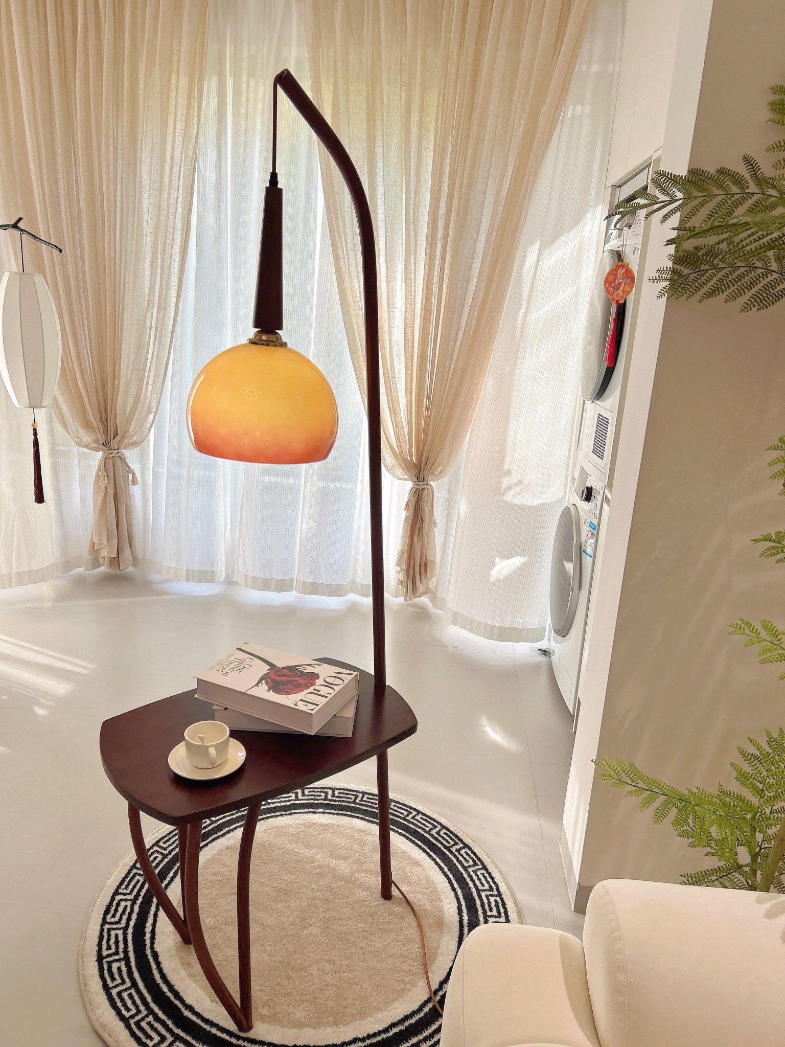 Modern Cantilever Wood Accent Floor Lamp - Adjustable Reading Light for Living Room, Bedroom & Office - Warm Ambient Lighting for Home Decor