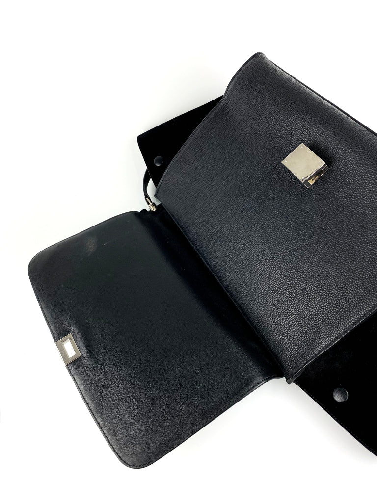 Celine Black Leather Trapeze Handbag for Women | Luxury Crossbody Shoulder Bag | Perfect for Work, Travel & Evening Events