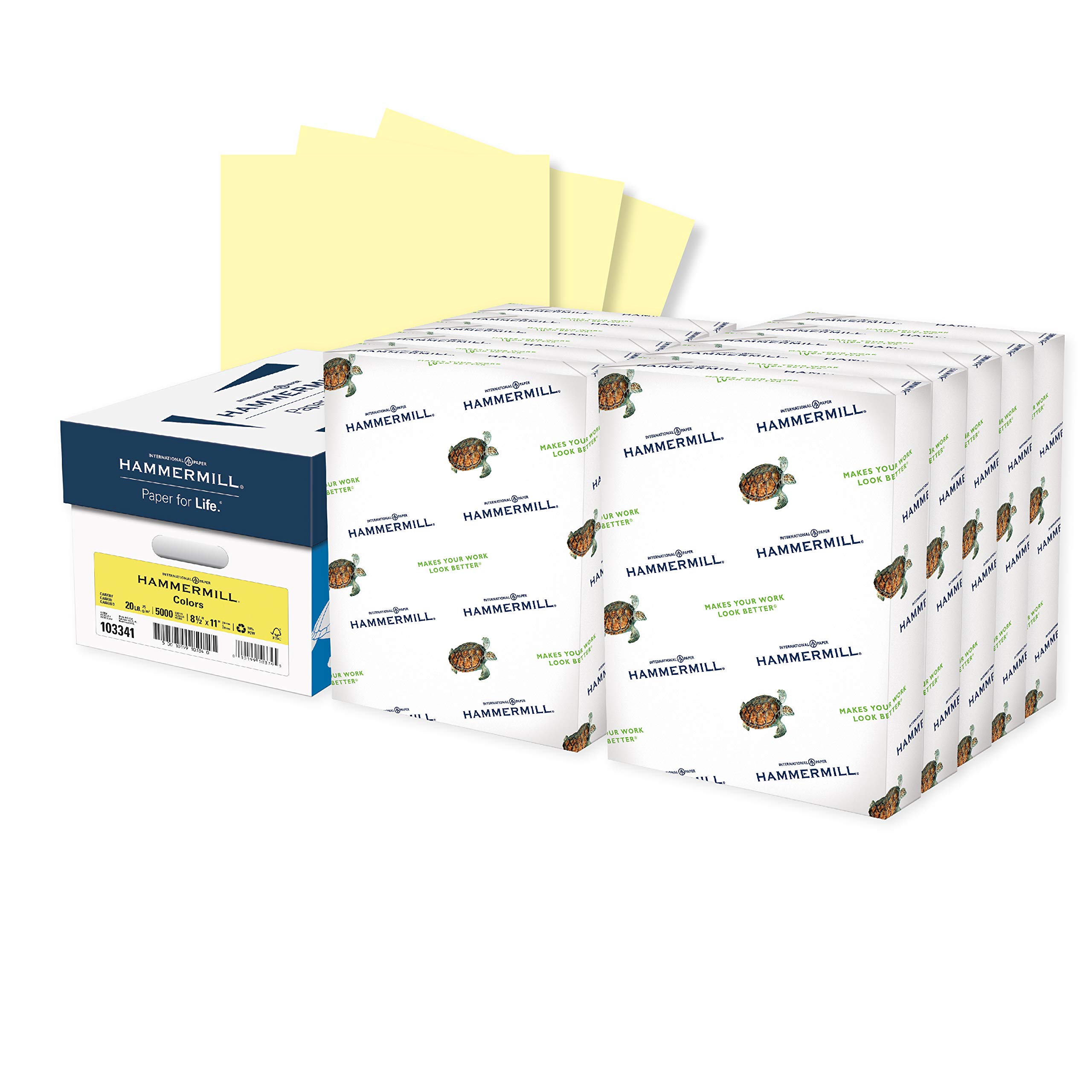 Hammermill 20 lb Canary Colored Printer Paper, 8.5 x 11 Inches - 10 Reams (5,000 Sheets) | Pastel Paper for Office, School & Crafting | Made in USA | 103341C