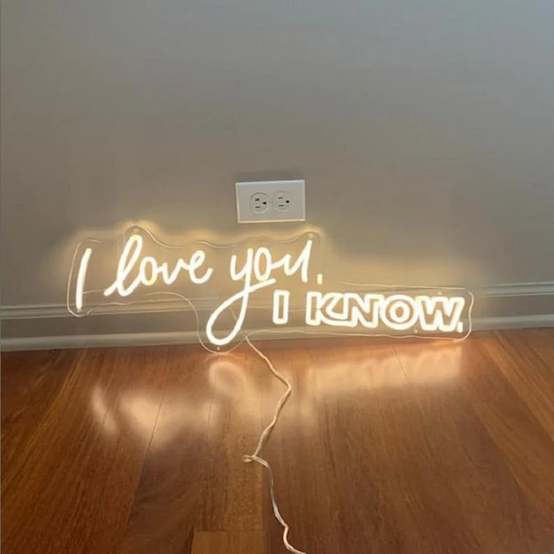 Custom 'I Love You I Know' LED Neon Sign - 5V USB Powered Acrylic Light for Wedding, Birthday & Home Decor | Romantic Gift, Party Backdrop, Bedroom Wall Art, Bar Signage