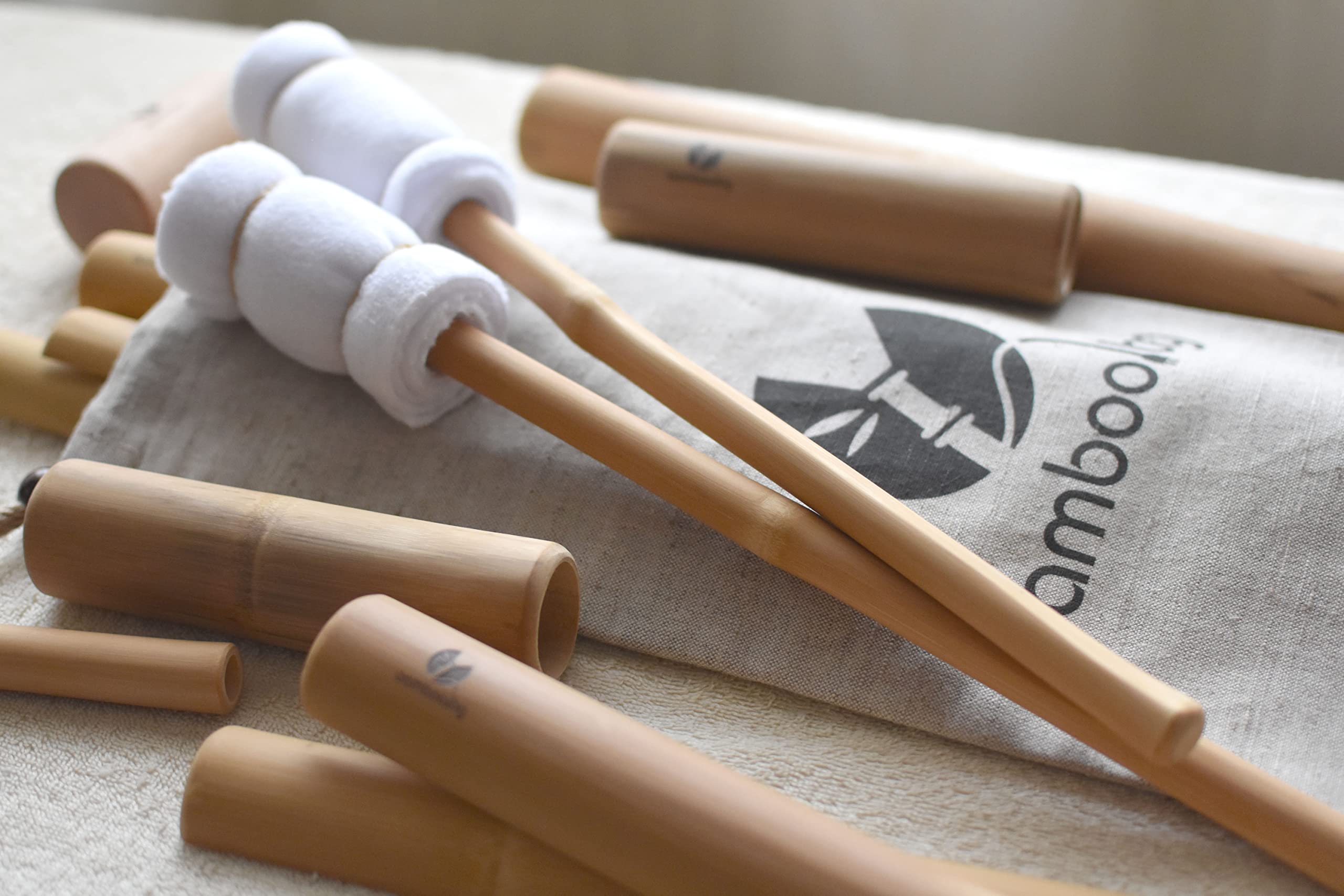 14-Piece Bamboo Wood Massage Stick Set - Natural Wooden Rollers & Sticks for Deep Tissue Massage, Yoga, and Relaxation Therapy