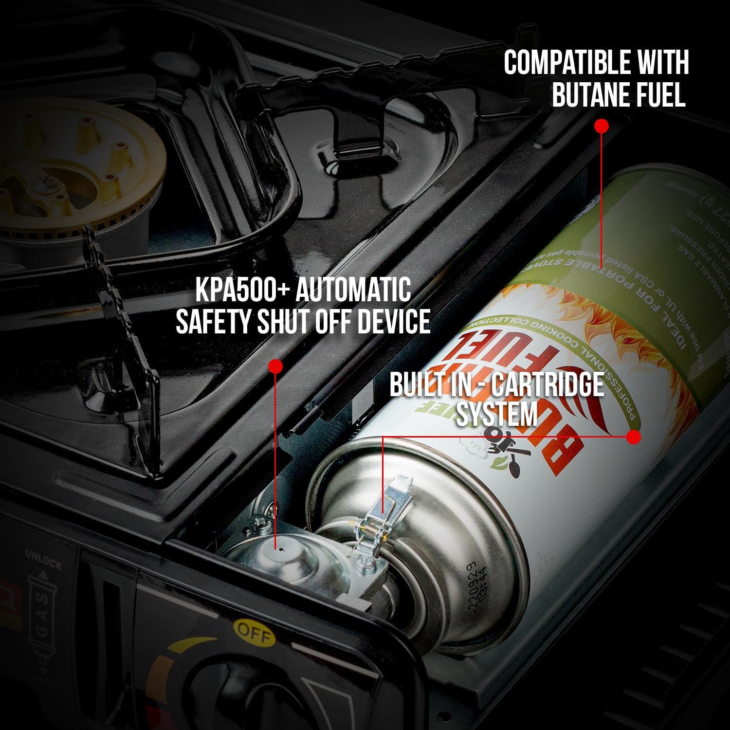JoChef 9,500 BTU Portable Butane Camping Stove - Compact Gas Burner for Outdoor Cooking, Backpacking, Picnics & Emergency Preparedness