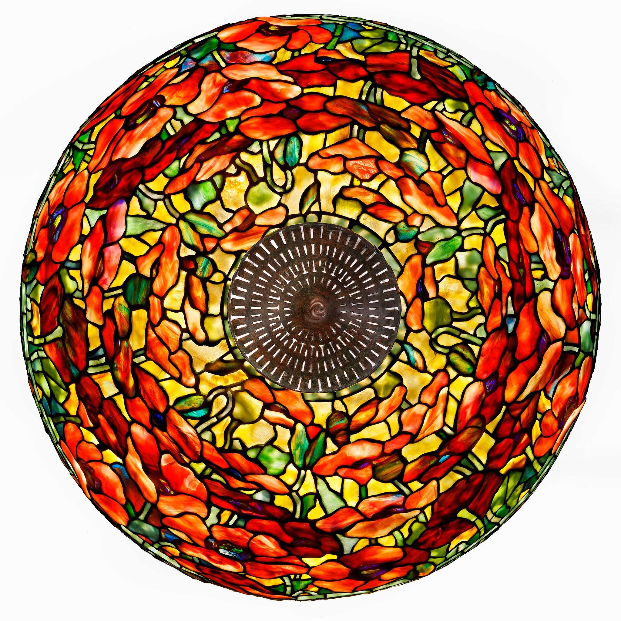 Tiffany Studios New York Oriental Poppy Leaded Glass & Bronze Floor Lamp - Antique Stained Glass Lighting for Living Room, Bedroom & Office Decor