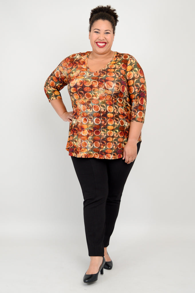 Jackie 3/4 Sleeve Women's Blouse - Walnut Brown Bamboo Fabric - Perfect for Casual Wear & Office Outfits
