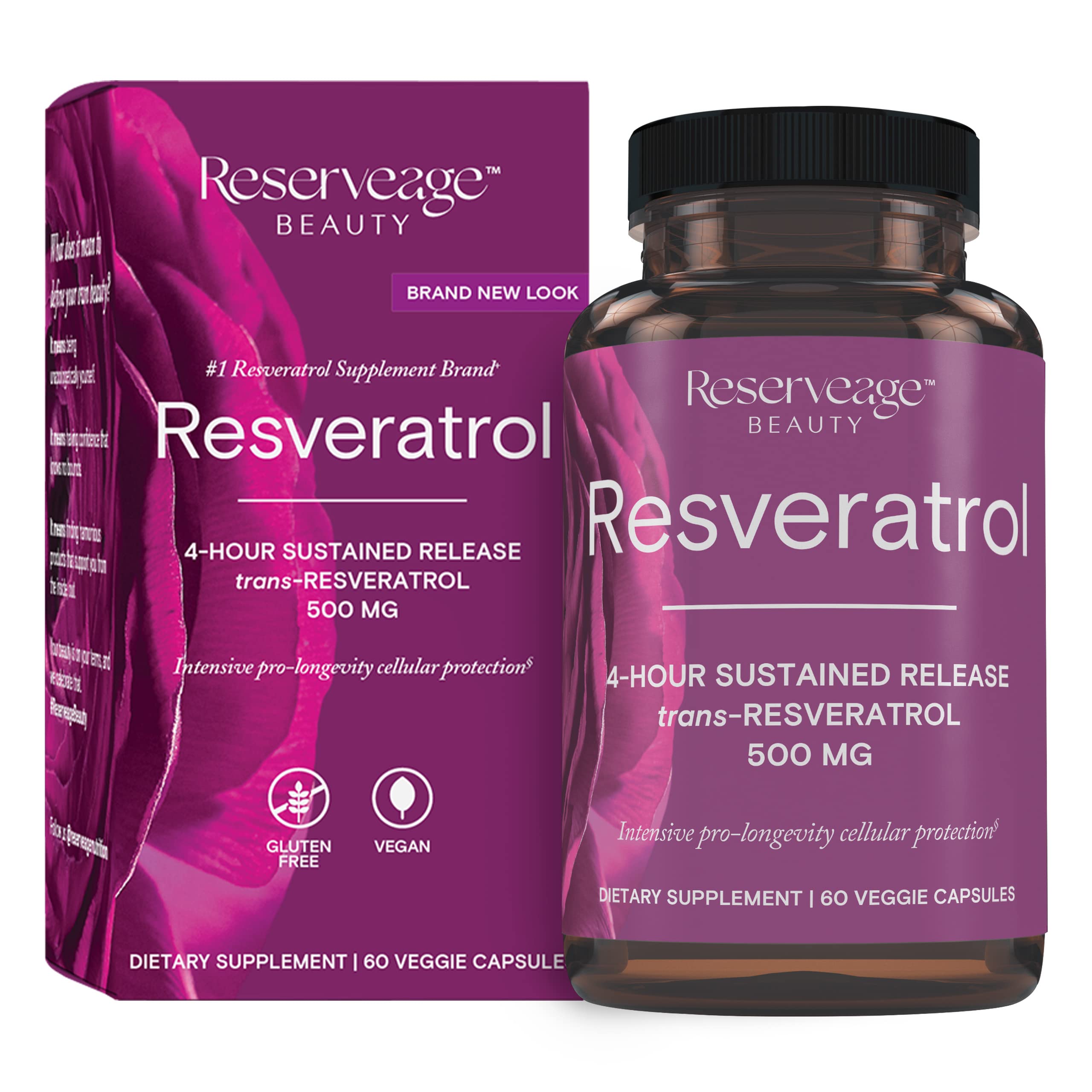 Reserveage Beauty Resveratrol 500mg Supplement - Trans-Resveratrol Antioxidant for Heart & Cellular Health | Supports Healthy Aging, Immune System & Anti-Aging Benefits | Paleo & Keto Friendly (120 Capsules, 60-Day Supply) - Perfect for Daily Wellness Routine & Anti-Aging Regimen