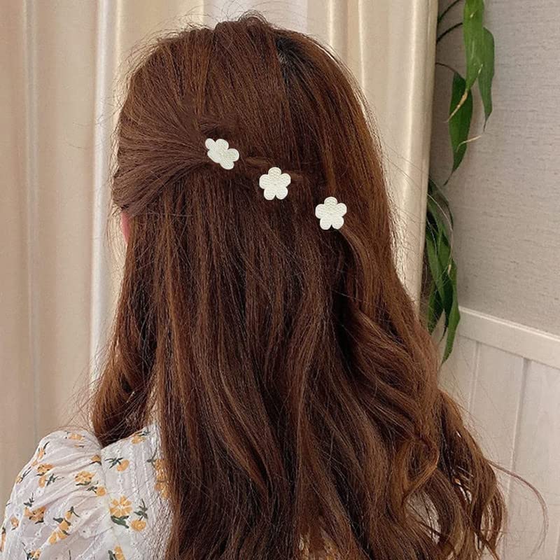 FAMEZA 6 PCS Mini Pearl Claw Clip Set - Daisy Flower Bow Hair Clips with Sweet Artificial Bangs for Women & Girls | Hair Accessories for Parties, Weddings & Everyday Style