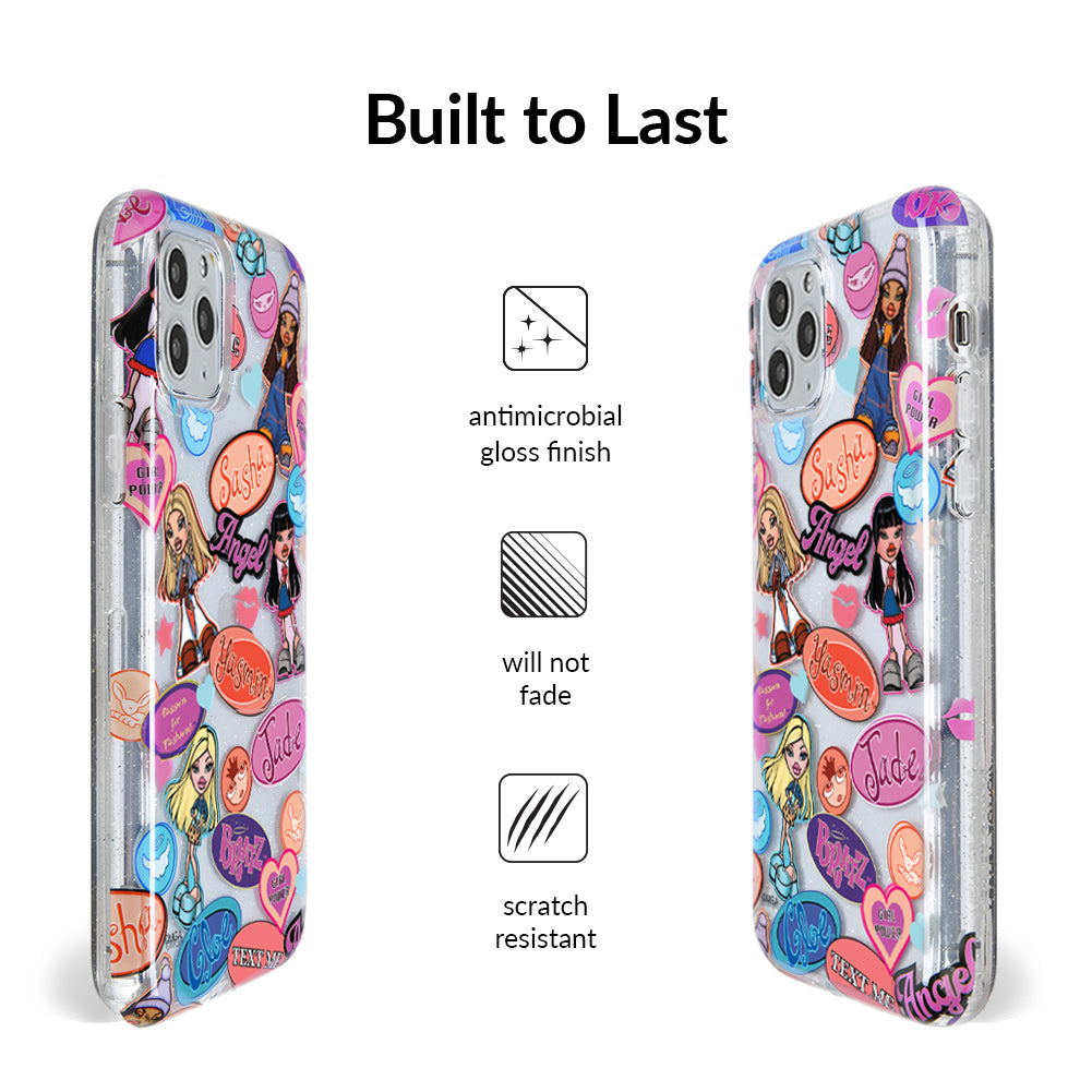 Bratz Pack Glitter iPhone Case for iPhone 13/14/15 Pro Max - Trendy Sparkle Protective Cover for Girls & Teens - Perfect for School, Parties & Everyday Use