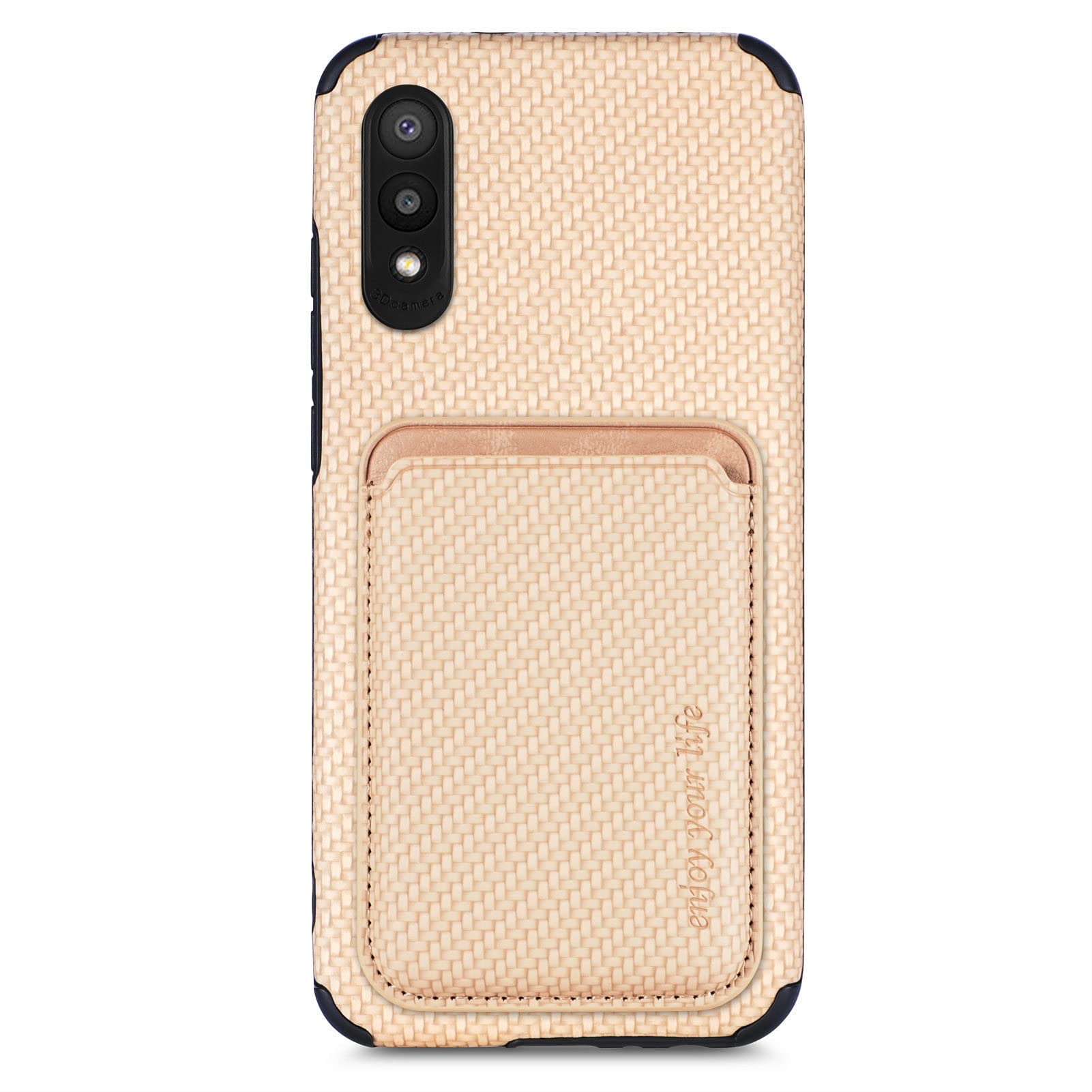 Premium 2-in-1 Magnetic Leather Flip Case for Samsung Galaxy A02/A022F/M02 - Detachable Back Cover with Card Holder | Slim Protective Phone Bag (Khaki Apricot) | Perfect for Work, Travel & Everyday Use