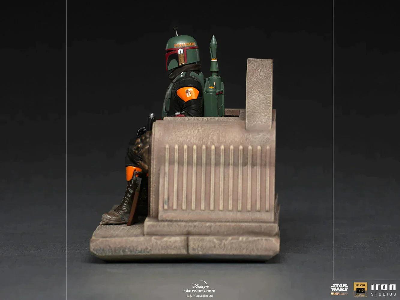 Iron Studios The Mandalorian Boba Fett on Throne Deluxe Art Scale 1/10 Statue - Premium Collectible for Star Wars Fans, Home Decor & Display
