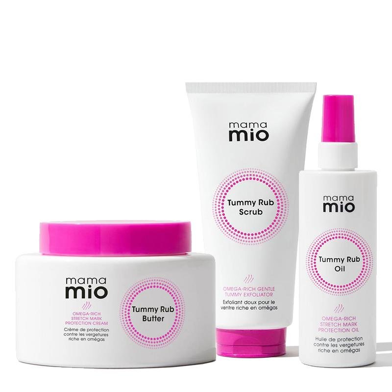 Mama Mio Tummy Rub Routine Pregnancy Gift Set - Stretch Mark Cream & Oil for Expecting Moms - Perfect Baby Shower Gift for Pregnancy Care & Relaxation