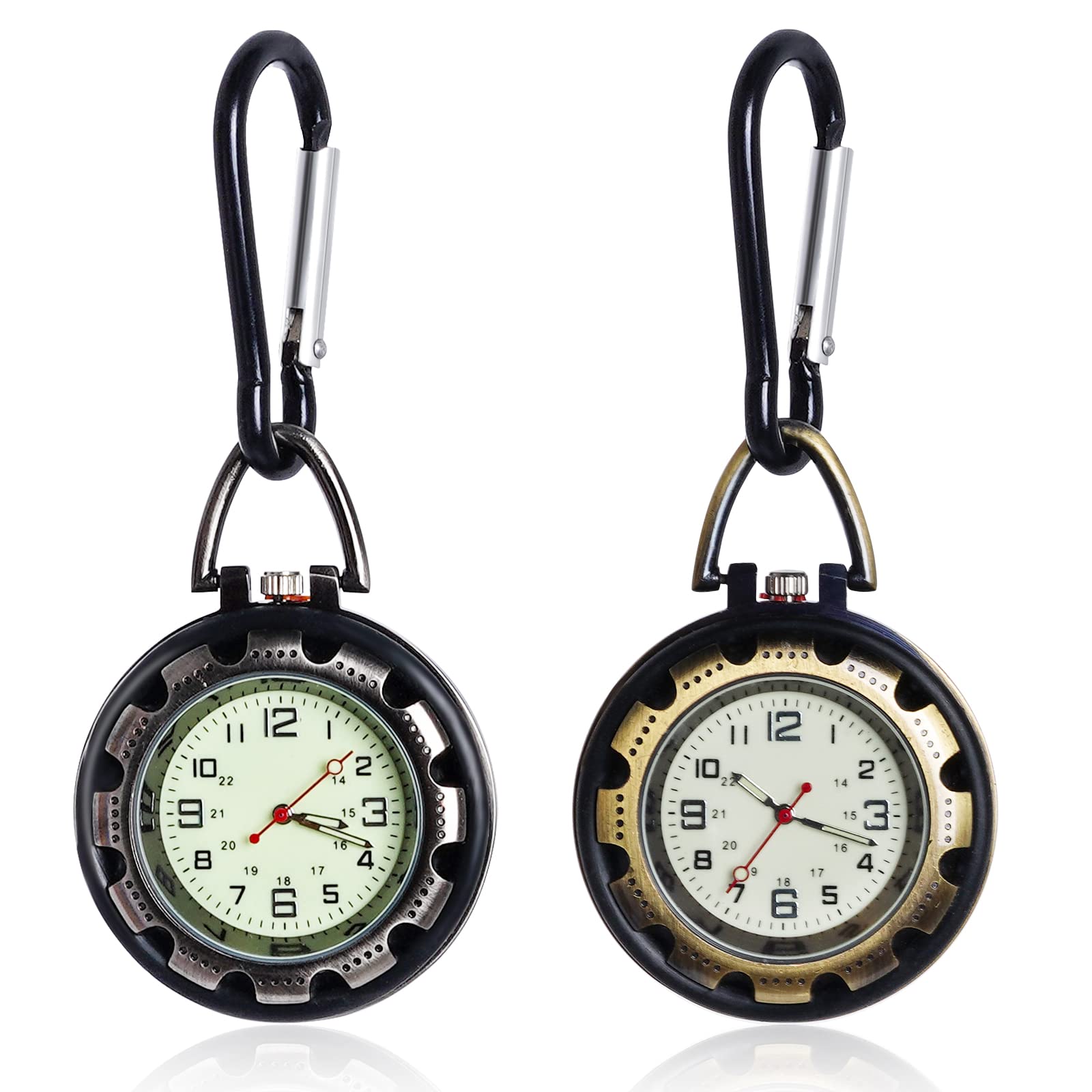 2pcs Clip-on Quartz Watch for Men - Glow in The Dark Outdoor Hiking & Climbing Gear