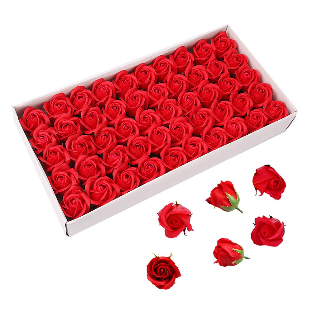 50PCS Scented Soap Rose Flowers with Flora Fragrance - Essential Oil Handmade Soap for Anniversary, Birthday, Wedding & Valentine's Day Gifts - Perfect for Romantic Decor, Spa Bath & Party Favors