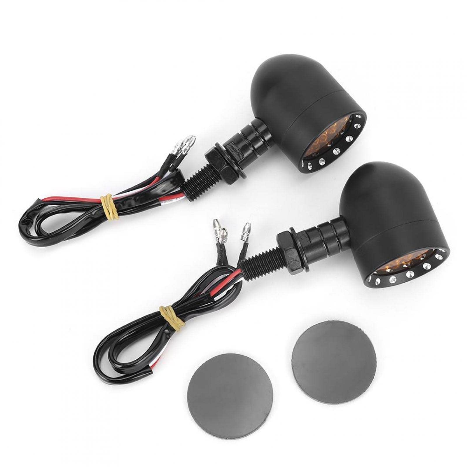Vintage Black LED Motorcycle Turn Signal Light - Aluminum Alloy Indicator Lamp for Suzuki Bikes | Perfect for Turn Signals, Lens Hood & Safety Lighting | Ideal for Night Riding, Urban Commuting & Custom Bike Upgrades