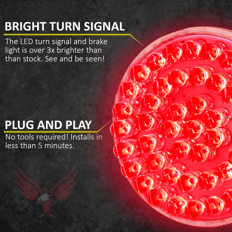 Eagle Lights 8748TS-1156R-S 2 Inch Rear LED Turn Signals for Harley Davidson Motorcycles - Gen I 1156 Base Red Lens with Smoked Cover | Enhanced Visibility & Style for Night Riding & Custom Bike Builds