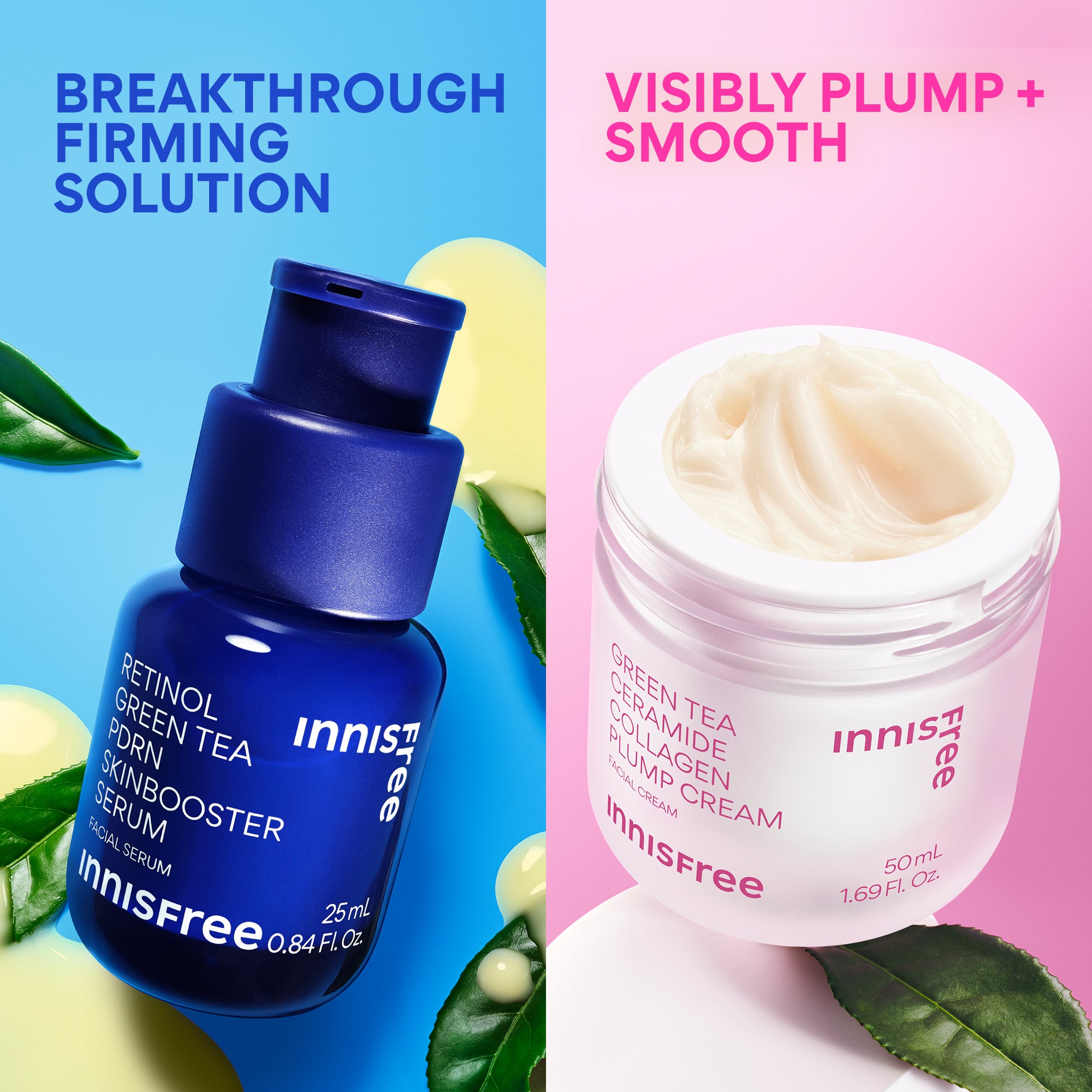 Firm & Plump Duo - Skin Tightening & Volumizing Serum for Face & Neck - Anti-Aging Treatment for Wrinkles & Fine Lines - Perfect for Nighttime Skincare Routine & Daily Moisturizing