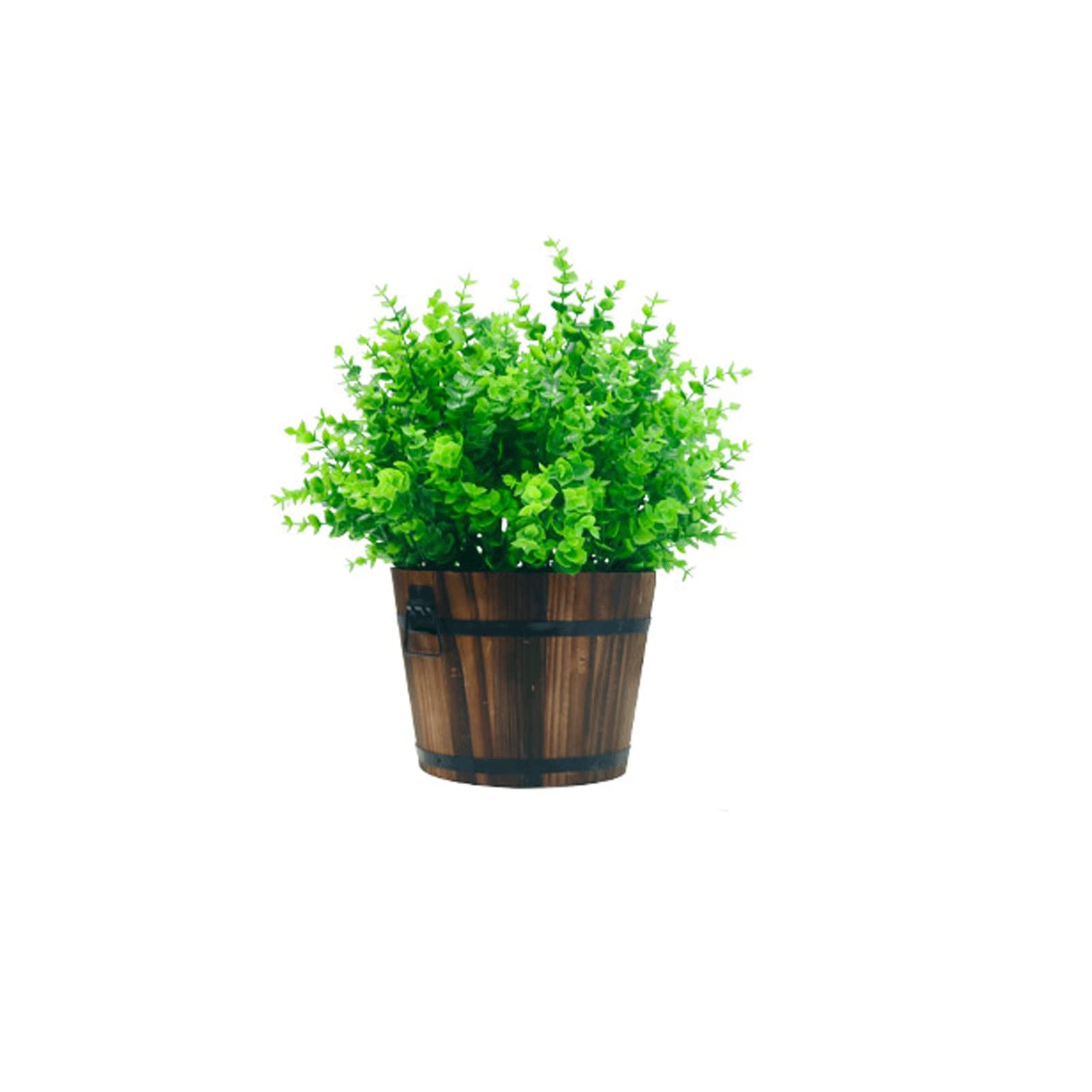 ZLASS Realistic Artificial Potted Plants in Wooden Barrel - Indoor Table Decor, Fake Plants for Home & Garden - Perfect for Living Room, Office, and Wedding Centerpieces (Size B)