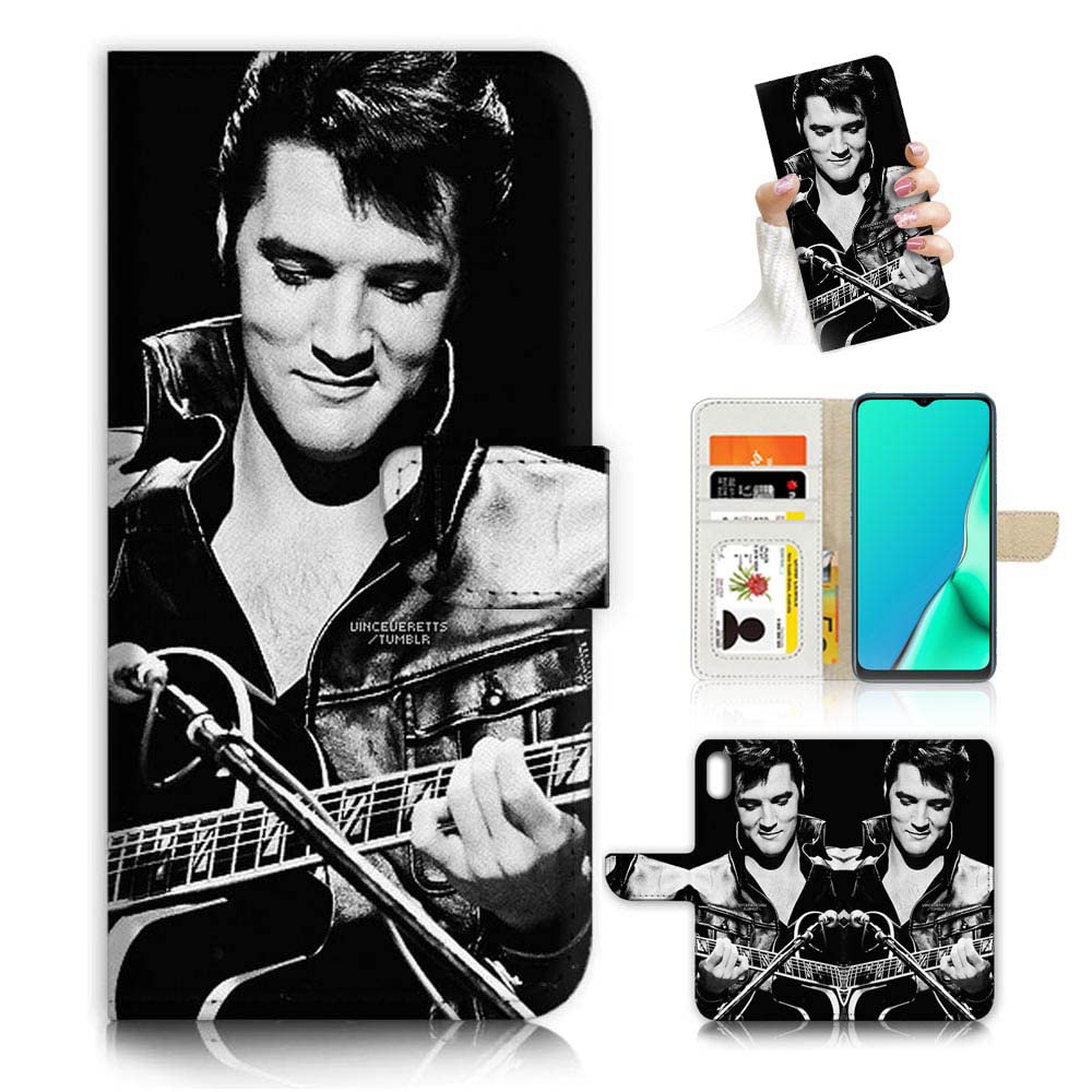 Elvis Presley Flip Wallet Phone Case Cover for iPhone X & Xs - Slim Protective Leather Case with Card Holder (A24490) - Perfect for Daily Use, Travel & Business