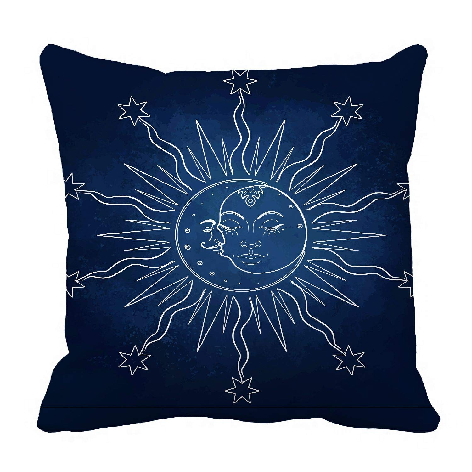 Vintage Sun Moon Alchemy Astrology Magic Pillowcase - 16x16 Inch Two-Sided Decorative Pillow Cover for Couch, Bed & Home Decor - Perfect for Boho, Gothic & Witchy Aesthetic Bedrooms