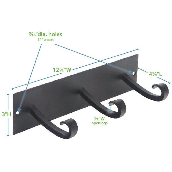 Lodge Triple Hook Bracket - Heavy Duty Wall Mounted Hooks for Hanging Pots, Pans & Kitchen Utensils - Perfect for Kitchen Organization & Garage Storage (3-Pack)
