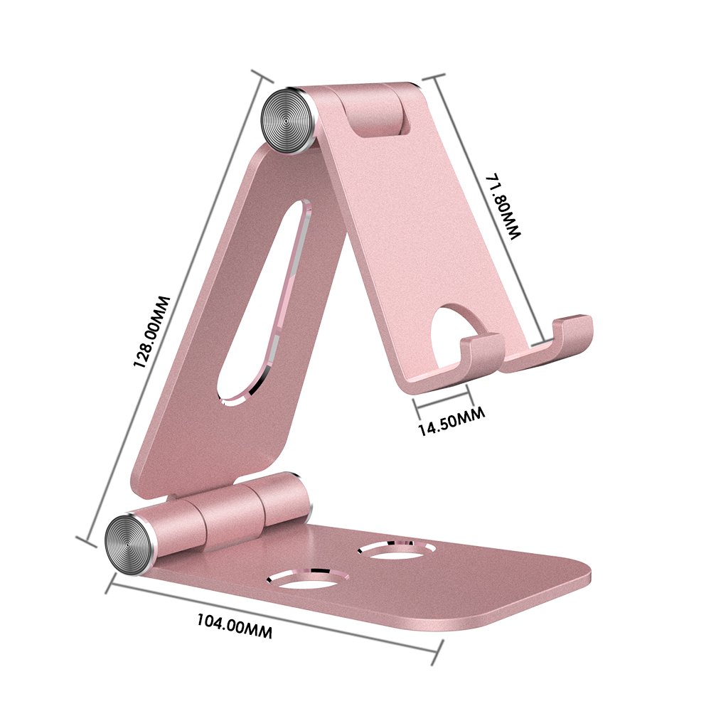 Simpeak Adjustable Aluminum Alloy Phone & Tablet Stand - Foldable Desktop Holder for iPhone, iPad, Kindle, eBook Readers (Rose Gold, 163g) | Perfect for Work, Study, Video Calls & Hands-Free Viewing