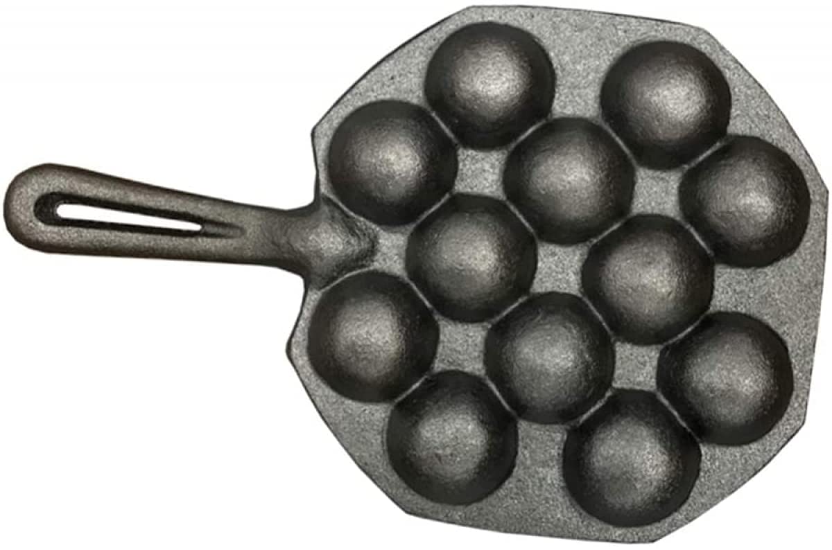 NENYAO 12-Hole Takoyaki Pan - Non-Stick Cast Iron Octopus Ball Grill Mold for Perfect Takoyaki, Meatballs & Cupcakes | Ideal for Home Kitchens & Restaurants | Great for Japanese Cooking, Party Snacks & Dessert Making