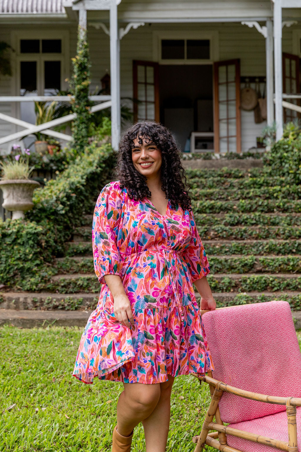 Kasey Rainbow Backyard Treasures Ziggy Dress - Floral Print Bohemian Maxi Dress for Women | Perfect for Beach Vacations, Summer Parties & Boho Fashion